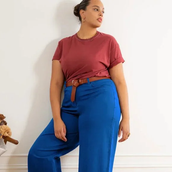 LOUP - Royal Blue TONI Cotton Wide Ankle Leg Pants - Women's XS - Picture 3 of 5